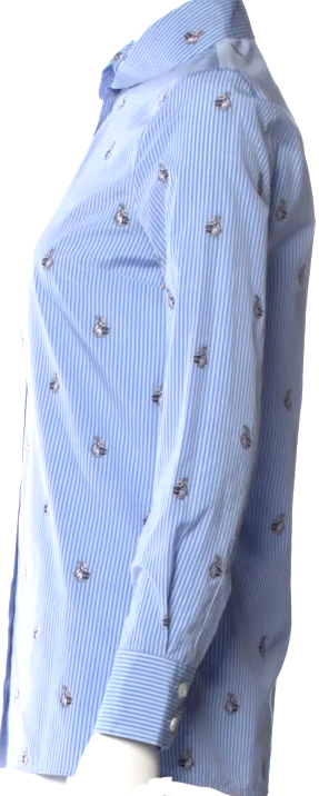Gucci ITALY.  2017 Collection ALLESANDRO MICHELE. Blue Viscose/Cotton Striped Blouse