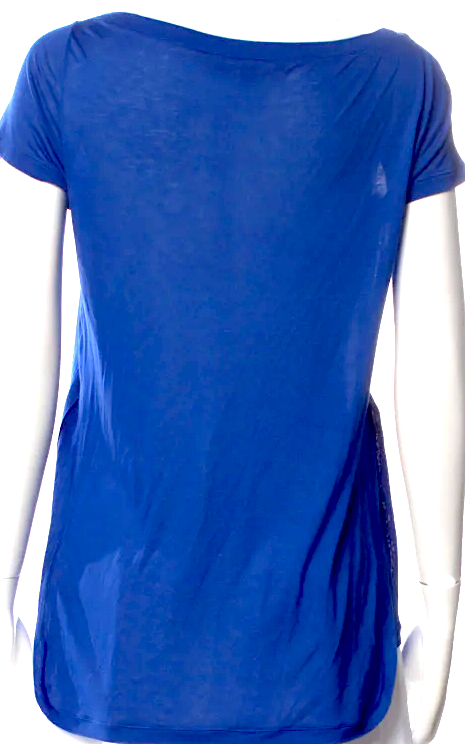 Gucci Italy. Blue Silk Bateau Neckline Top