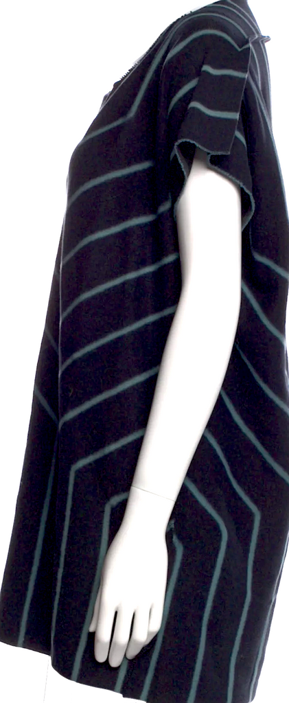 Issey Miyake Japan.Cotton/Nylon Blend Striped Scoop Neck Tunic