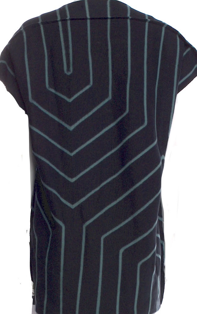 Issey Miyake Japan.Cotton/Nylon Blend Striped Scoop Neck Tunic