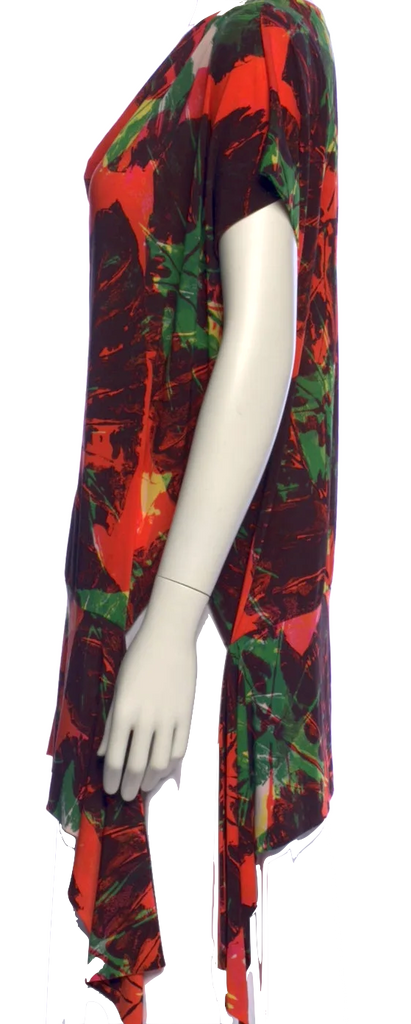 Issey Miyake Japan. Vintage Triacetate Blend Printed Cowl Neck Tunic