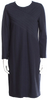 Jil Sander. Midnight Navy Wool Blend 3/4 Sleeve Dress