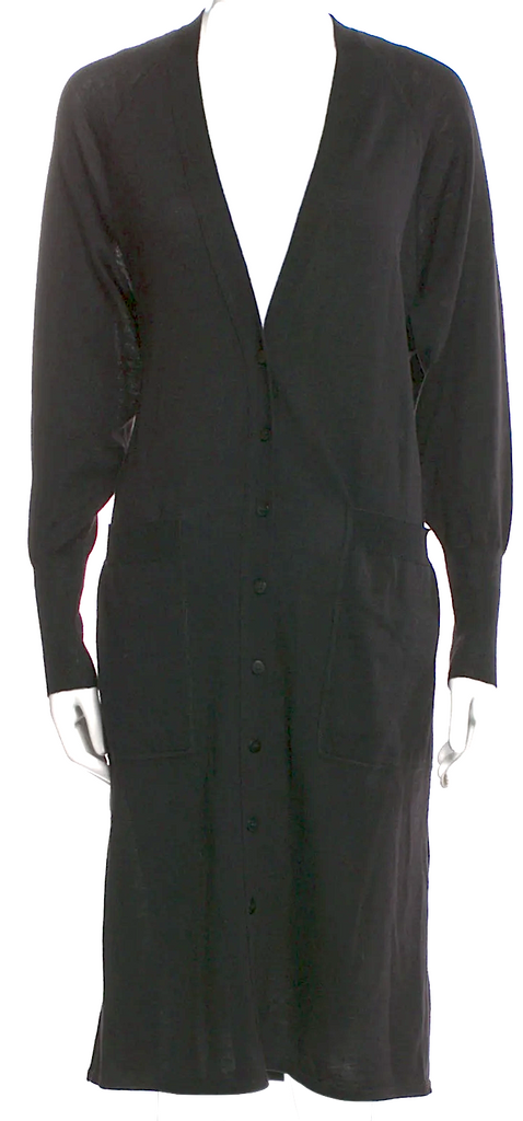 Jil Sander Black Wool Plunge Neckline Sweater Dress