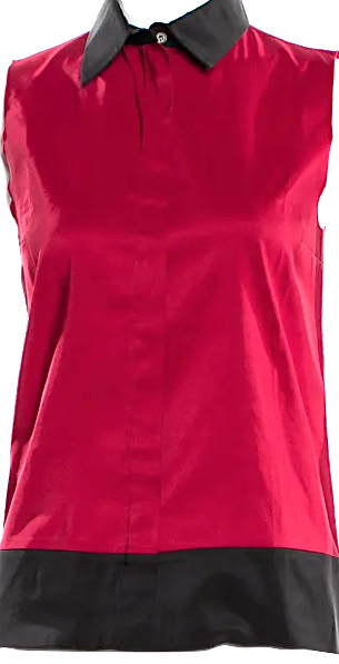 Jil Sander Vintage Red/Black Silk Blend Sleeveless Top