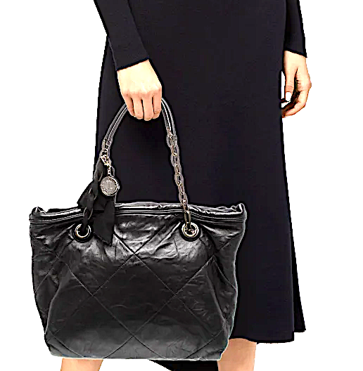 Lanvin  Paris. Black Leather Shoulder Bag
