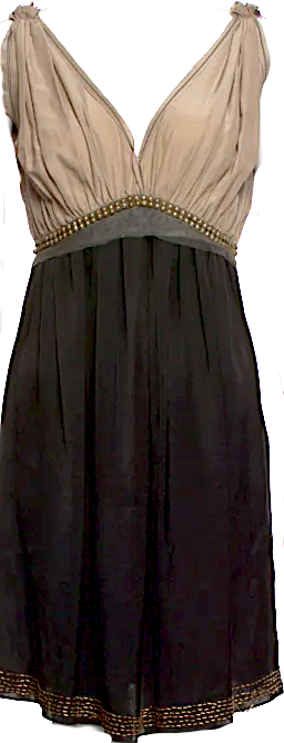 Lanvin PARIS. Brown/Black Silk Mini Dress