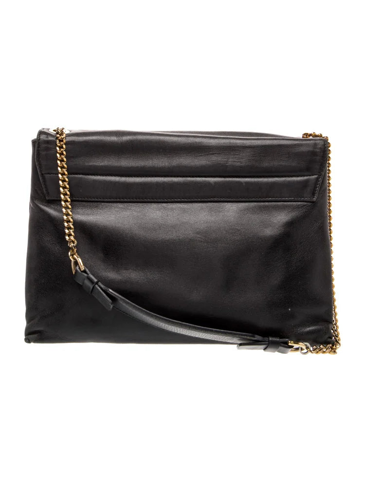 Lanvin Paris. Black Leather Shoulder Bag
