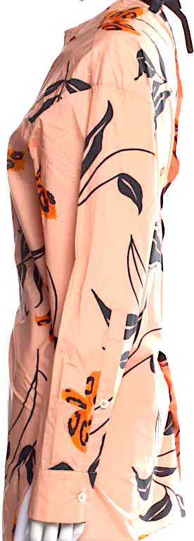 Marni Italy. Floral Print Coral Collar Cowl Neck Blouse