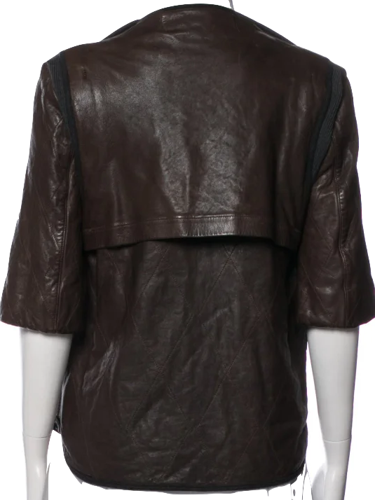 Marni Italy. 3/4 French Sleeve Leather Biker Jacket/Top