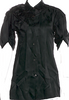 Marni ITALY. Black Acetate Three-Quarter Sleeve Button-Up Top