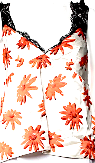 Meryll Rogge Belgium/Milan. (Dries Van Noten, now Marni Designer) Viscose Blend  Floral Print V-Neck Top
