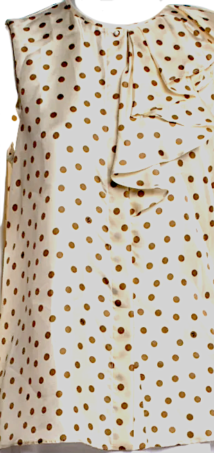 Max Mara ITALY. Silk Polka Dot Print Crew Neck Blouse