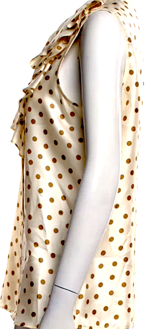 Max Mara ITALY. Silk Polka Dot Print Crew Neck Blouse