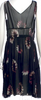 Nina Ricci Paris. Black Floral Print Knee-Length Dress