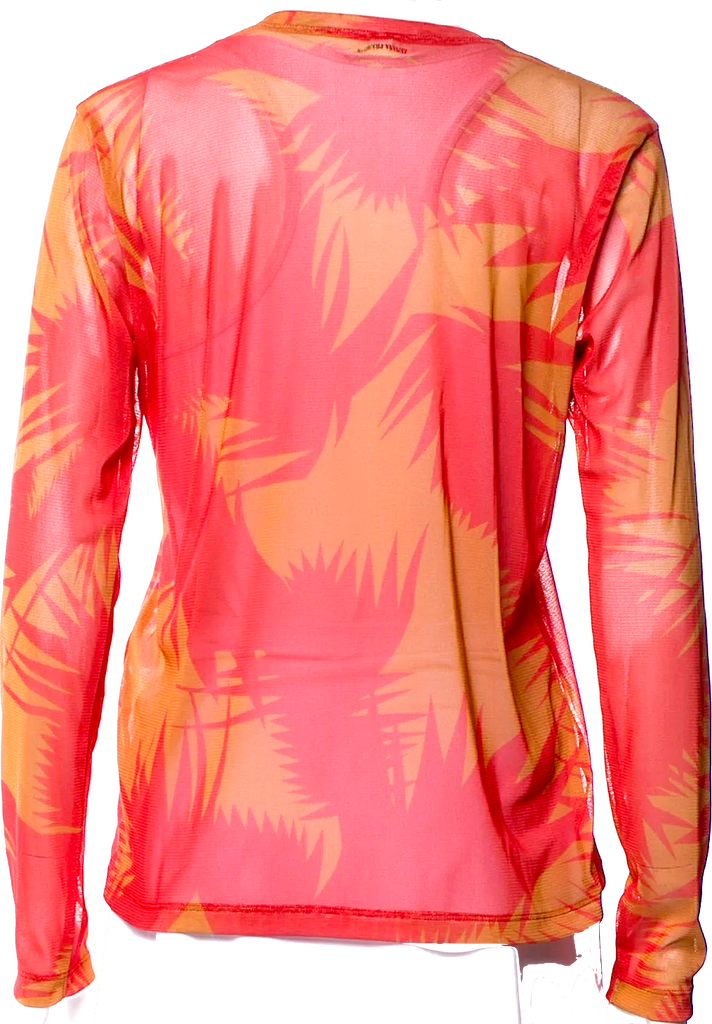 Issey Miyake Japan. Pleats Please Printed Crew Neck Long Sleeve Top