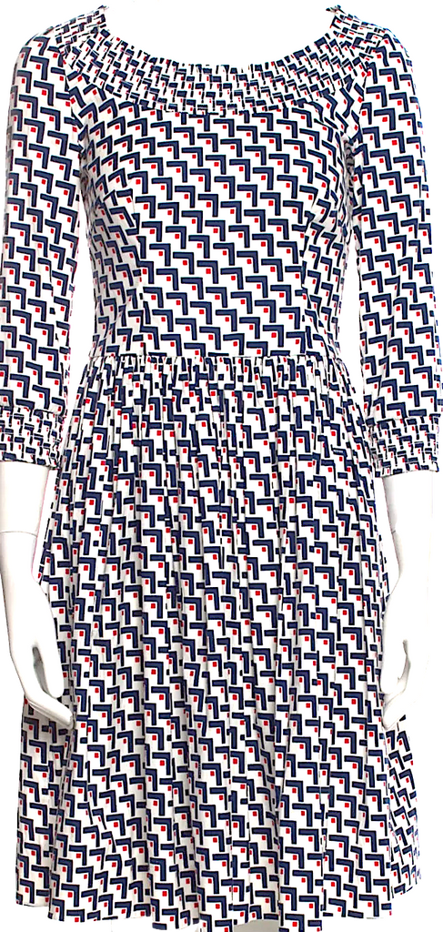 Prada Italy. 2014 Collection Cotton Blend Printed Knee-Length Dress