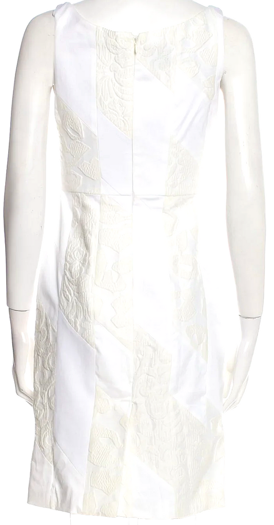 PRADA ITALY. White Cotton Blend Sleeveless Sheath Dress