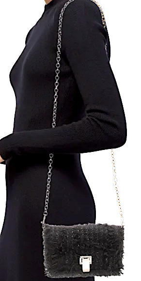 Proenza Schouler NY. Black Tweed Silver/goldplated Hardware Shoulder/Crossbody Bag