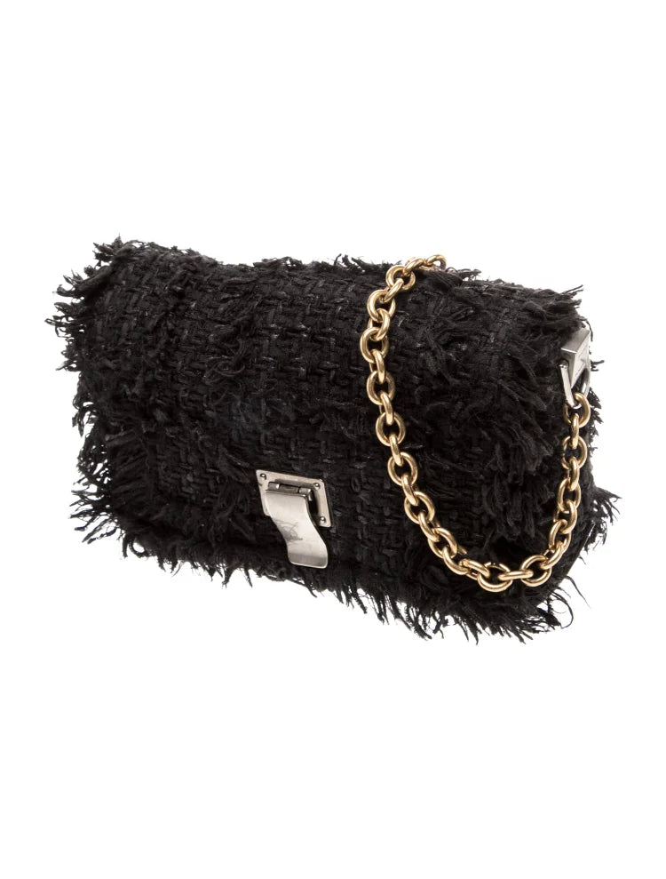 Proenza Schouler NY. Black Tweed Silver/goldplated Hardware Shoulder/Crossbody Bag