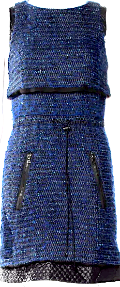 Proenza Schouler NY. Blue Wool Blend Tweed Pattern Mini Dress