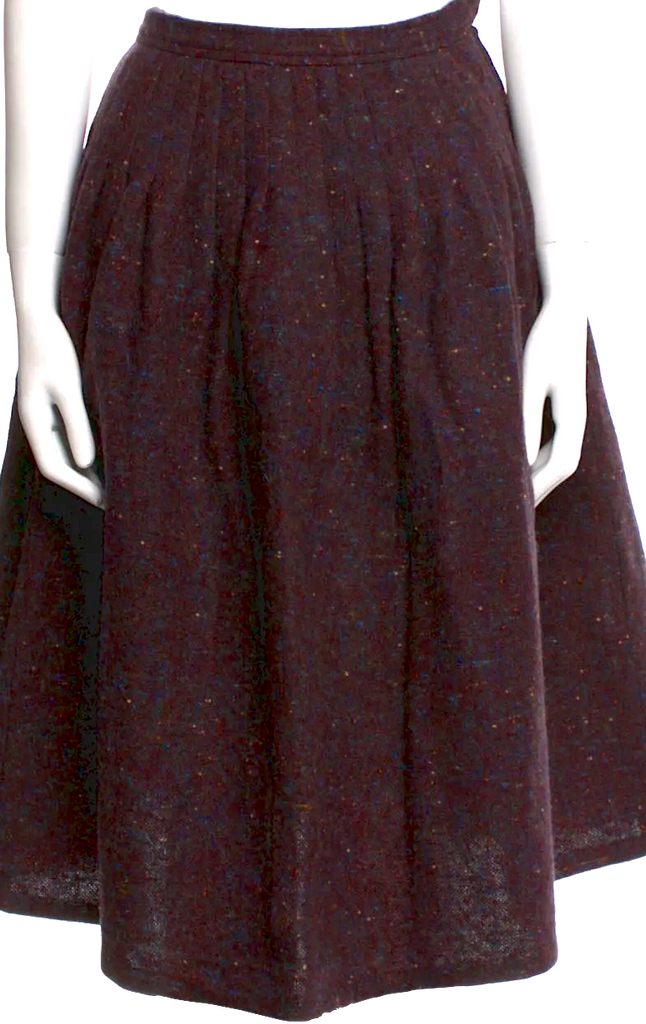 Saint Laurent PARIS. Vintage 1980's Collection Brurgundy Organic Blend Vintage Knee-Length Skirt