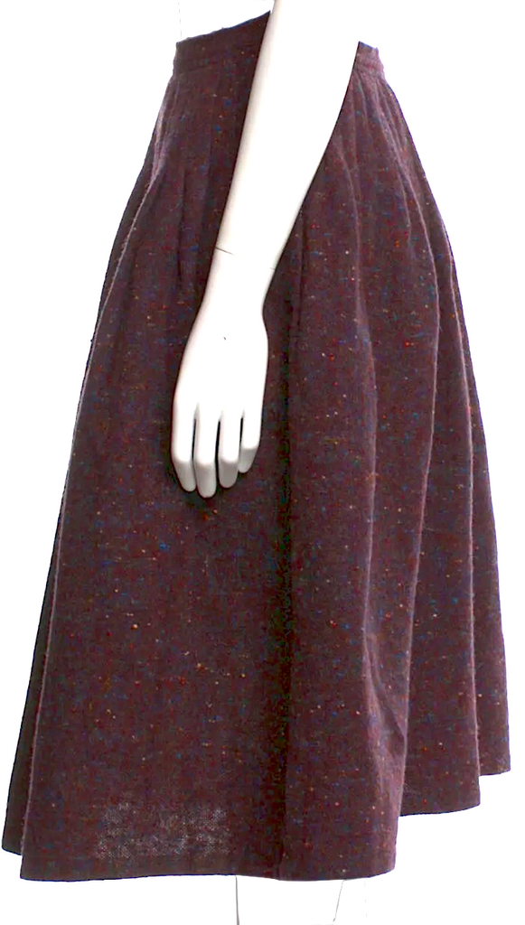 Saint Laurent PARIS. Vintage 1980's Collection Brurgundy Organic Blend Vintage Knee-Length Skirt
