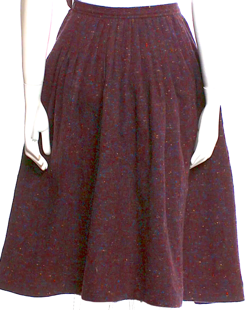 Saint Laurent PARIS. Vintage 1980's Collection Brurgundy Organic Blend Vintage Knee-Length Skirt