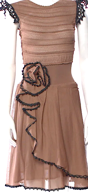 Valentino Italy. Brown Viscose Blend Printed Mini Dress