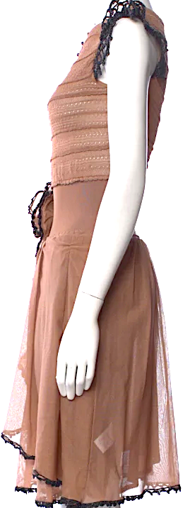 Valentino Italy. Brown Viscose Blend Printed Mini Dress