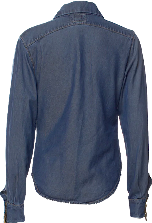 Vivienne Westwood UK. Anglomania Blue 100% Tencel Long Sleeve Button-Up Top