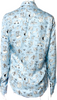 Maison Kitsuné Paris. Blue Silk Printed Button-Up Top