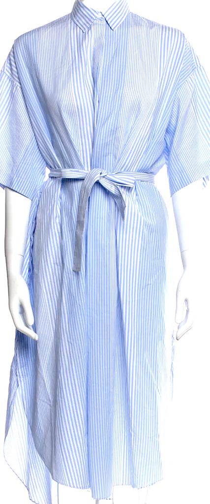 MAISON KITSUNE PARIS. Blue Cotton Striped Long Dress