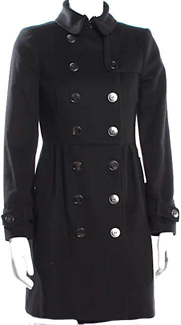 Burberry London. Black Virgin Wool Trench Coat