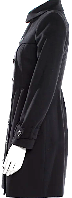 Burberry London. Black Virgin Wool Trench Coat