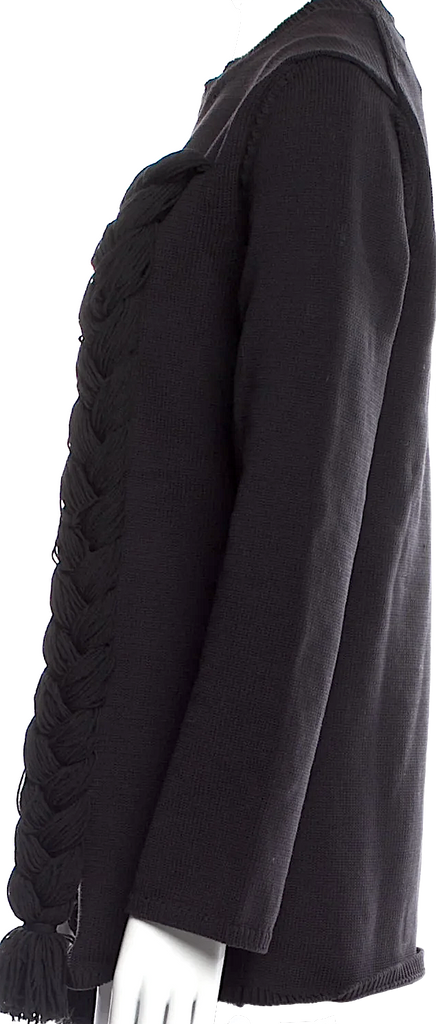 Comme des Garçons Japan. NEW W/TAGS. Black Braided Accent Crew Neck Sweater