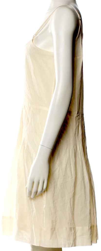 Caron Callahan NYC. Neutral Color Cotton Scoop Neck Knee-Length Dress
