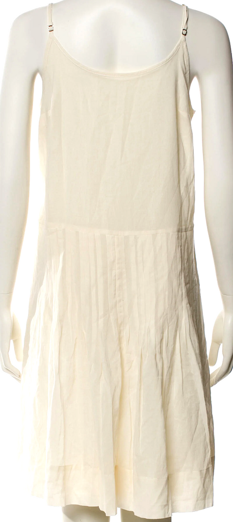 Caron Callahan NYC. Neutral Color Cotton Scoop Neck Knee-Length Dress