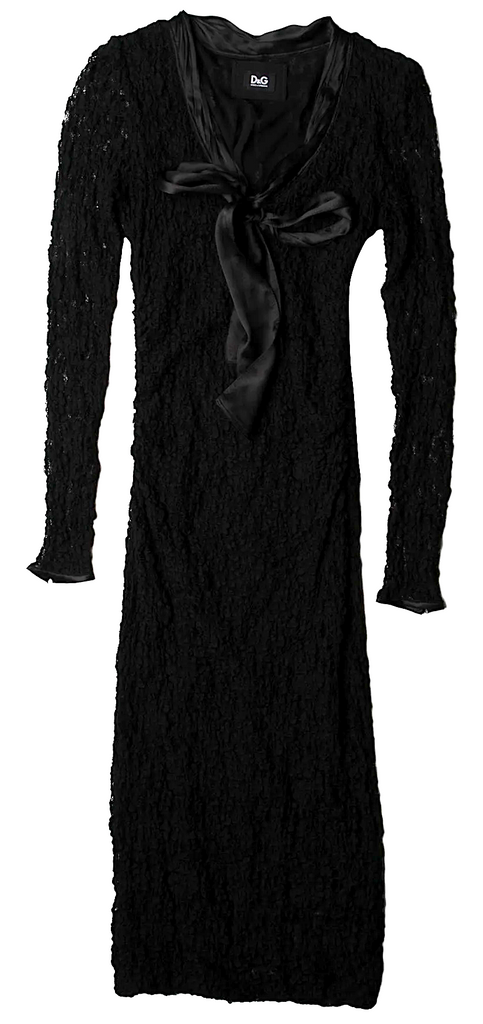 DOLCE&GABBANA ITALY. D&G Vintage 2000S Collection Black Midi Length Dress