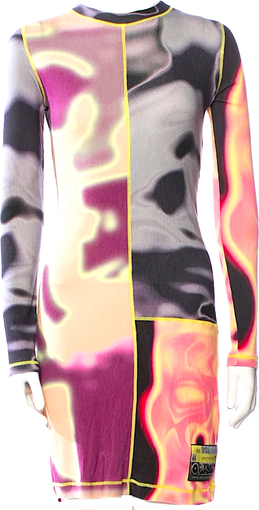 Diesel (Glenn Martens) Multi Color Cotton/Elastane Printed Mini Dress