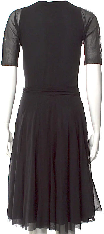 JEAN PAUL GAULTIER PARIS. Fuzzi. Black PolyMaide  V-Neck Knee-Length Dress
