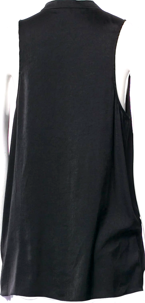 HELMUT LANG Black Crew Neck Sleeveless Button-Up Blouse/Top