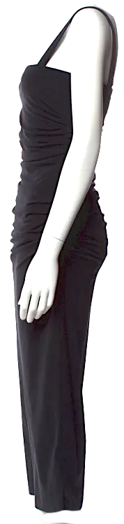 Helmut Lang NY. Black Square Neckline Midi Length Dress