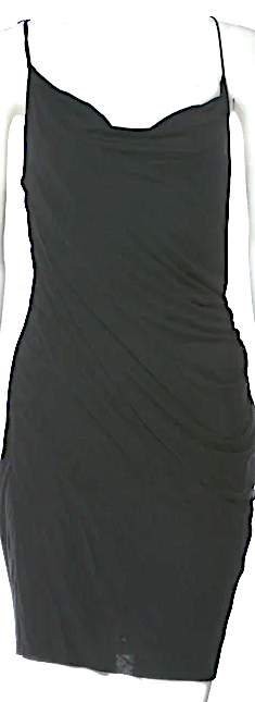 Helmut Lang NY. Black Viscose Cowl Neck Mini Dress