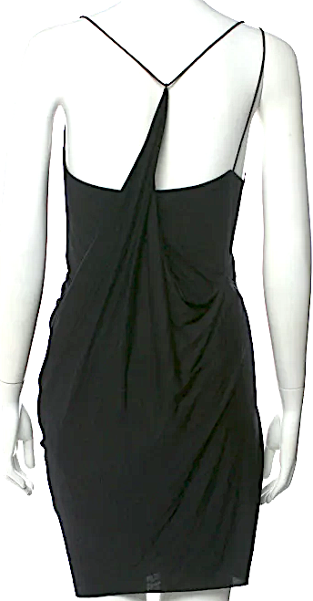 Helmut Lang NY. Black Viscose Cowl Neck Mini Dress