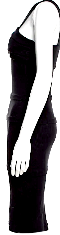 Helmut Lang NY. Black Silk Knee-Length Dress