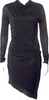 Helmut Lang NY. Black Cowl Neck Knee-Length Dress