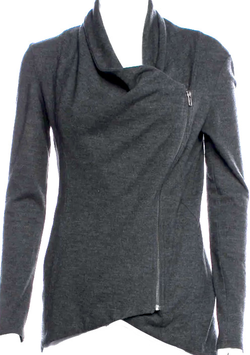 Helmut Lang NY. Grey Draped Collar Wool Jacket/Top