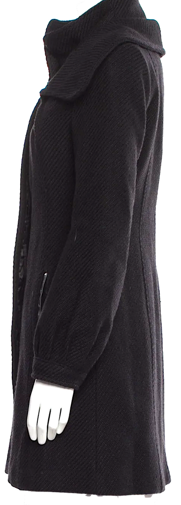 Mackage Quebec. Black Wool Faux Fur Coat.   MANY MORE FURS AND FAUX FUR IN STORE NOW