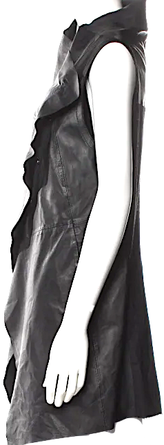 Ivan Grundahl Copenhagen. Black Lambskin Leather Long Tunic/Vest