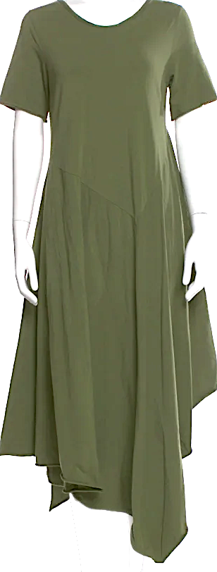 Ivan Grundahl Copenhagen. Green Cotton/Elastane Blend Scoop Neck Long Dress